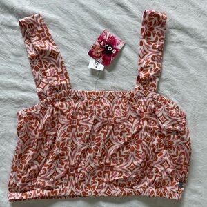 NWT Roxy Pink and Orange Patterned Crop Top Size Small